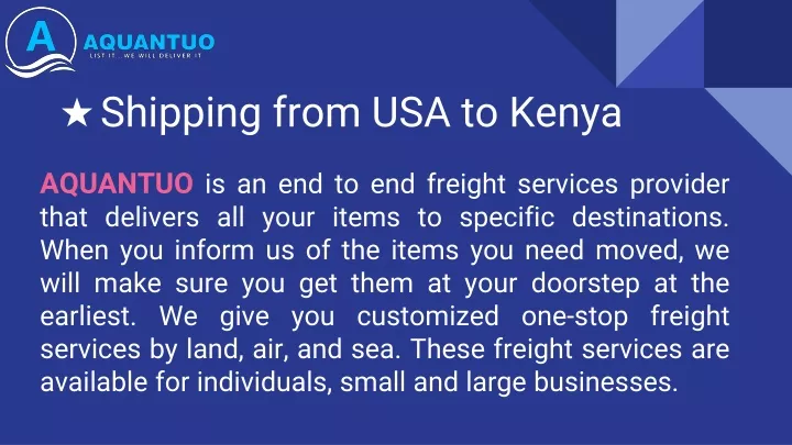 shipping from usa to kenya