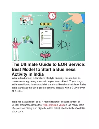 The Ultimate Guide to EOR Service Best Model to Start a Business Activity in India