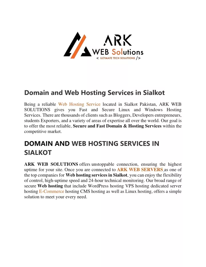 domain and web hosting services in sialkot