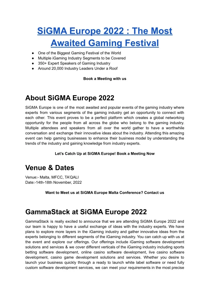 sigma europe 2022 the most awaited gaming festival