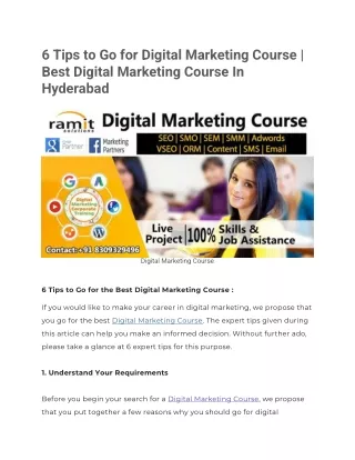 6 Tips to Go for Digital Marketing Course