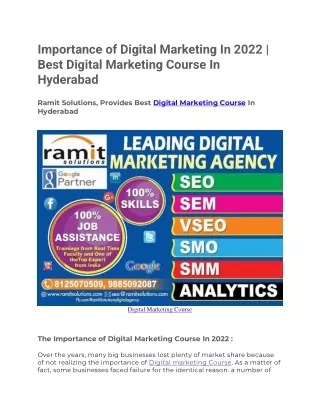Importance of Digital Marketing In 2022