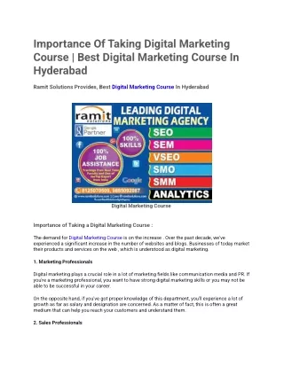 Importance Of Taking Digital Marketing Course
