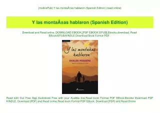 {mobiePub} Y las montaÃƒÂ±as hablaron (Spanish Edition) {read online}