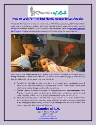 How to Look For the Best Nanny Agency in Los Angeles
