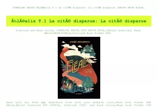 DOWNLOAD EBOOK ÃƒÂ‰lÃƒÂ©alix T.1 La citÃƒÂ© disparue La citÃƒÂ© disparue [EBOOK EPUB KIDLE]