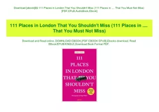 Download [ebook]$$ 111 Places in London That You Shouldn't Miss (111 Places in .... That You Must Not Miss) [PDF EPuB Au