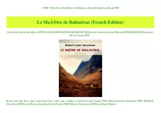 { PDF } Ebook Le MaÃƒÂ®tre de Ballantrae (French Edition) eBook PDF