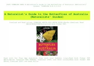 [PDF] DOWNLOAD READ A Naturalist's Guide to the Butterflies of Australia (Naturalists' Guides) ^DOWNLOAD E.B.O.O.K.#