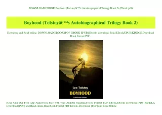 DOWNLOAD EBOOK Boyhood (TolstoyÃ¢Â€Â™s Autobiographical Trilogy Book 2) (Ebook pdf)