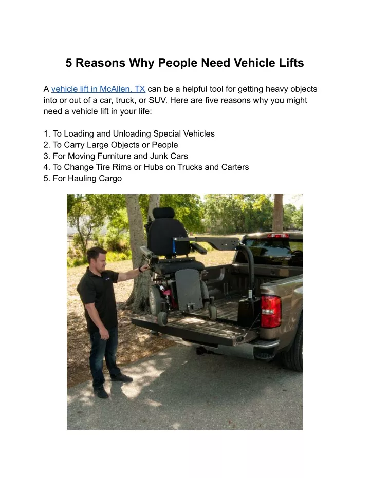 5 reasons why people need vehicle lifts