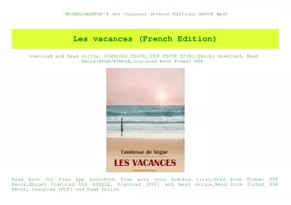^#DOWNLOAD@PDF^# Les vacances (French Edition) EBOOK #pdf