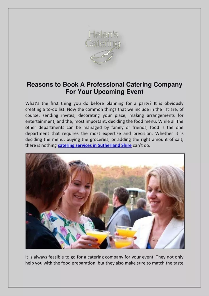 reasons to book a professional catering company