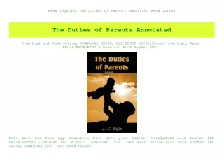 Free [epub]$$ The Duties of Parents Annotated Read Online