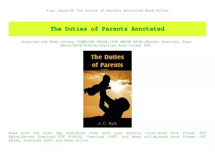 free epub the duties of parents annotated read