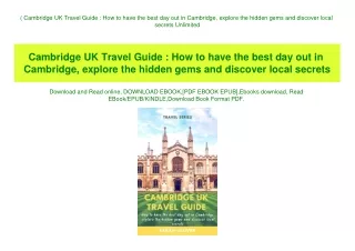 (B.O.O.K.$ Cambridge UK Travel Guide  How to have the best day out in Cambridge  explore the hidden gems and discover lo