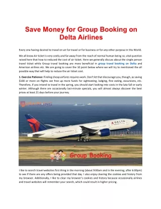 Save Money for Group Booking on Delta Airlines