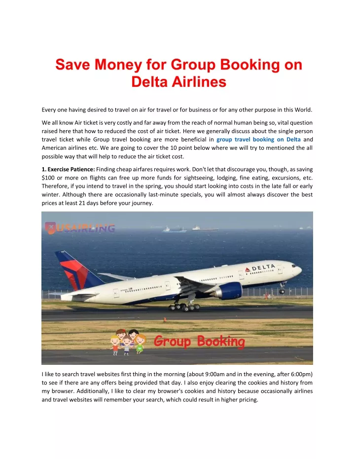 save money for group booking on delta airlines