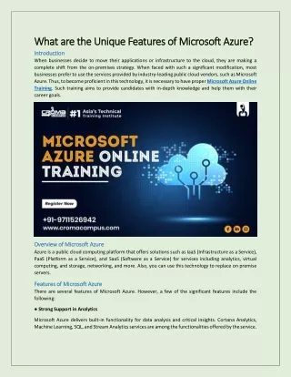 what are the unique features of microsoft azure