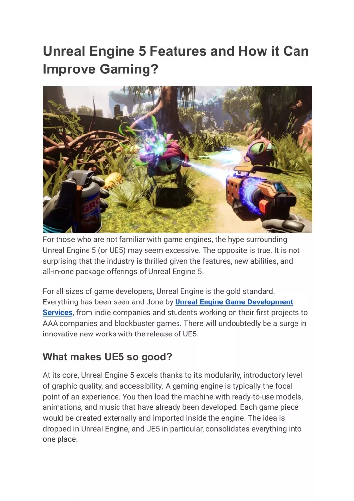 unreal engine 5 features and how it can improve