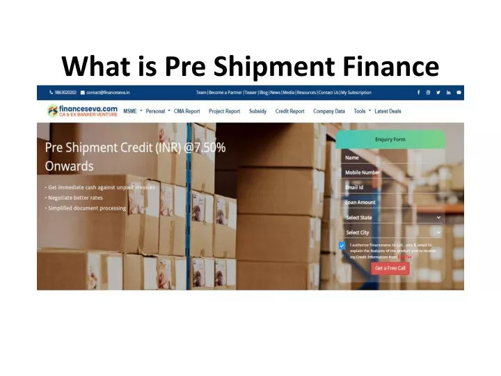 what is pre shipment finance