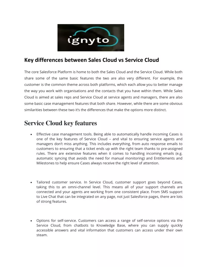key differences between sales cloud vs service