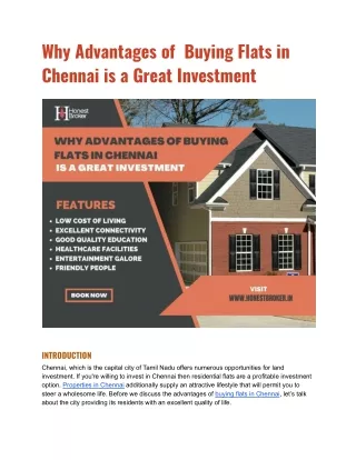 Why Advantages of  Buying Flats in Chennai is a Great Investment