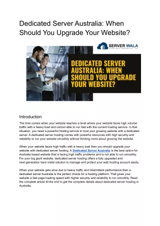 dedicated server australia when should