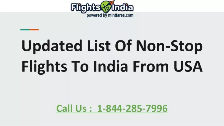 updated list of non stop flights to india from usa