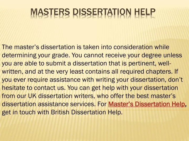 masters dissertation help