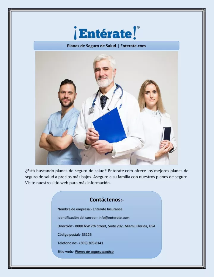 planes de seguro de salud enterate com