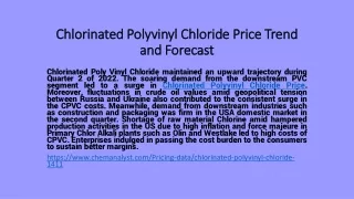 chlorinated polyvinyl chloride price trend and forecast