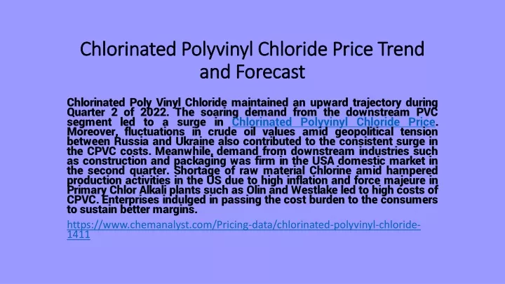 chlorinated polyvinyl chloride price trend and forecast