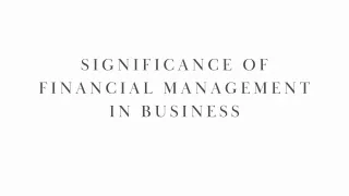 significance of financial management in business