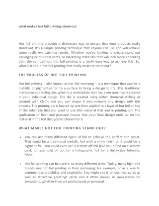 what makes hot foil printing stand out