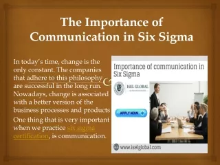 Importance of Communication in Six sigma certification