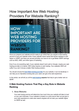 how important are web hosting providers