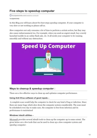 five steps to speedup computer