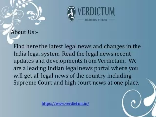Legal News and Updates in India  Verdictum