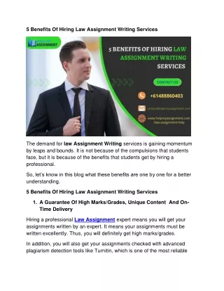 5 benefits of hiring law assignment writing