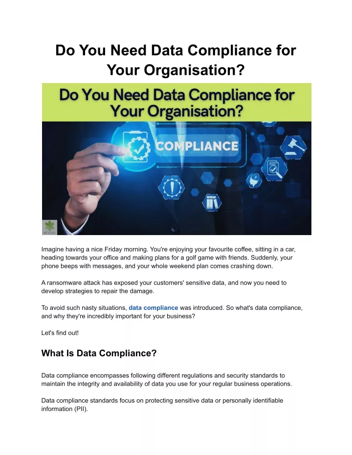 do you need data compliance for your organisation