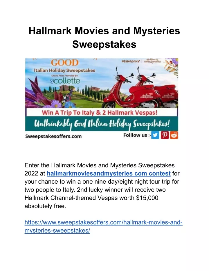 hallmark movies and mysteries sweepstakes