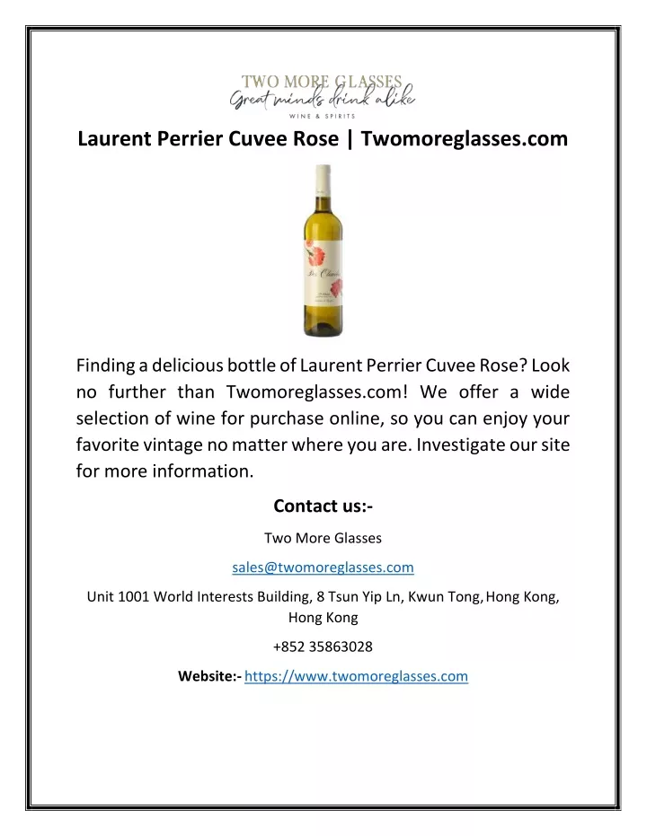 laurent perrier cuvee rose twomoreglasses com