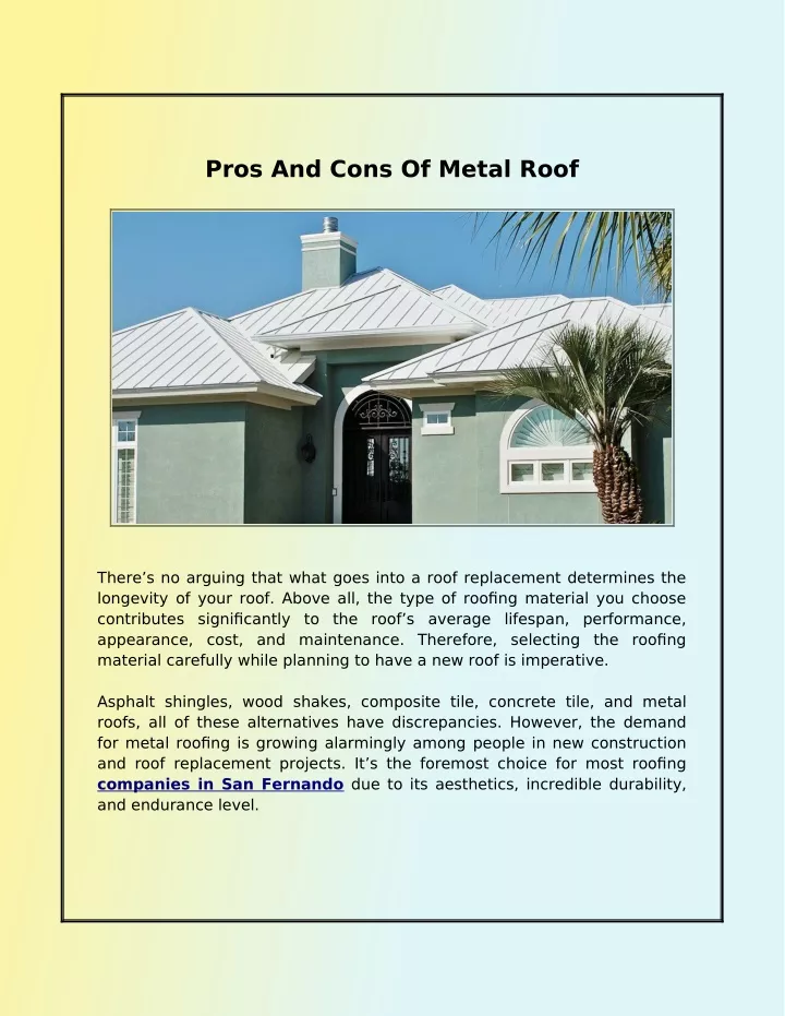 pros and cons of metal roof