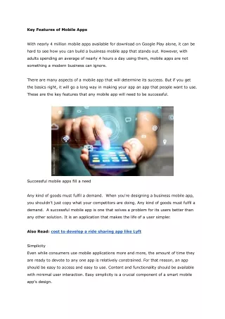 key features of mobile apps