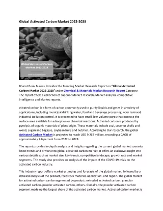 global activated carbon market 2022 2028