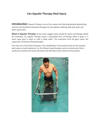 Can Aquatic Therapy Heal Injury