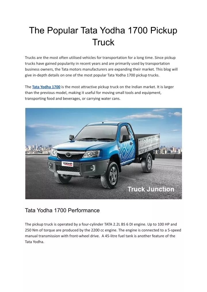 the popular tata yodha 1700 pickup truck
