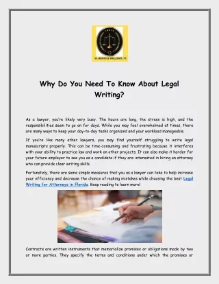 Why Do You Need To Know About Legal Writing