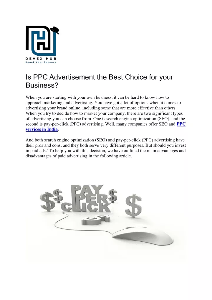 is ppc advertisement the best choice for your
